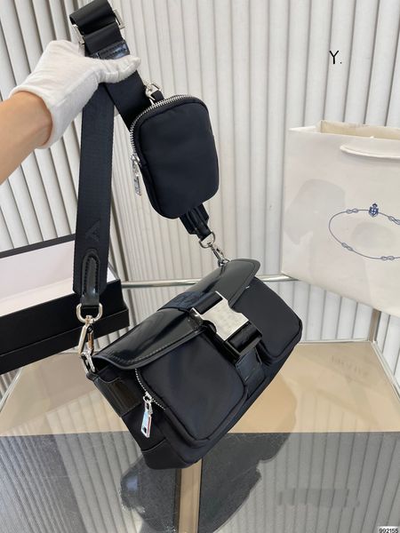 

briefcases for men women fashion triangle logo two bags nylon cross shoulder bag coin purses size 24-14cm