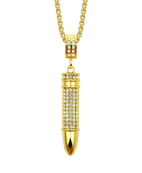 

new fashion necklaces hip hop diamond bullet head necklace pendant clavicle chain gold necklace er chain mens hiphop iced out jewelry7943171, Silver