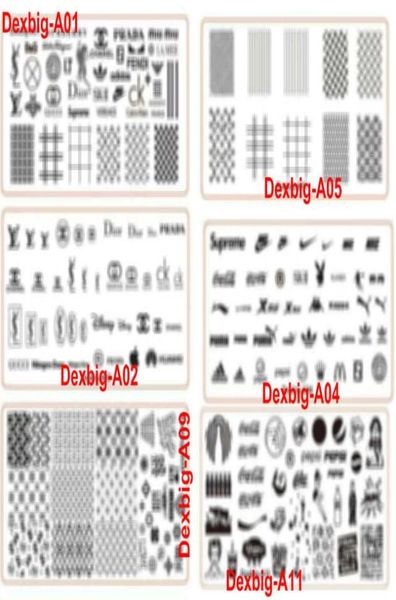 

hq 6style lo go brand designs nail art stamping plate with plastic sheet stamp big xl design image plates transfer polish prin8829903, White