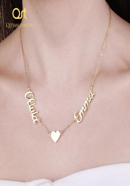 

fashion custom names heart symbol necklace stainless steel pendants statement personalized choker for women gift gold jewelry q1117866069, Silver