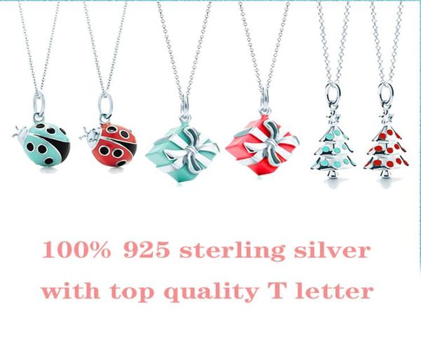 

box ladybug christmas tree necklaces forlady with logo collar ag925 silver collier chain designer tf lady femme t letter love 4796106