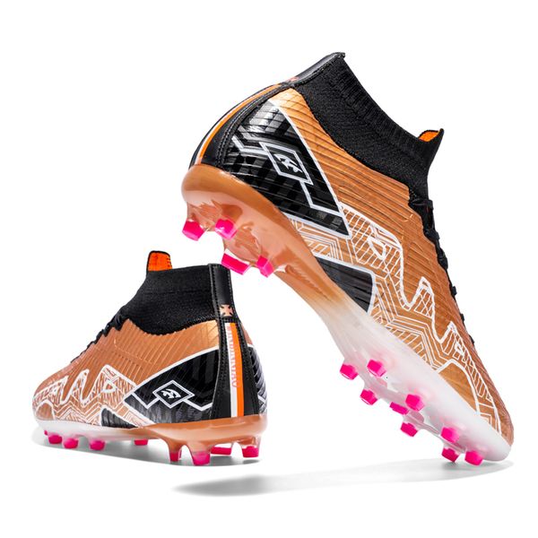 

safety shoes soccer shoes for men ag/tf football boots cleats ankle football shoes youth glass training sneakers unnioutdoor sports shoes 23, Black;brown