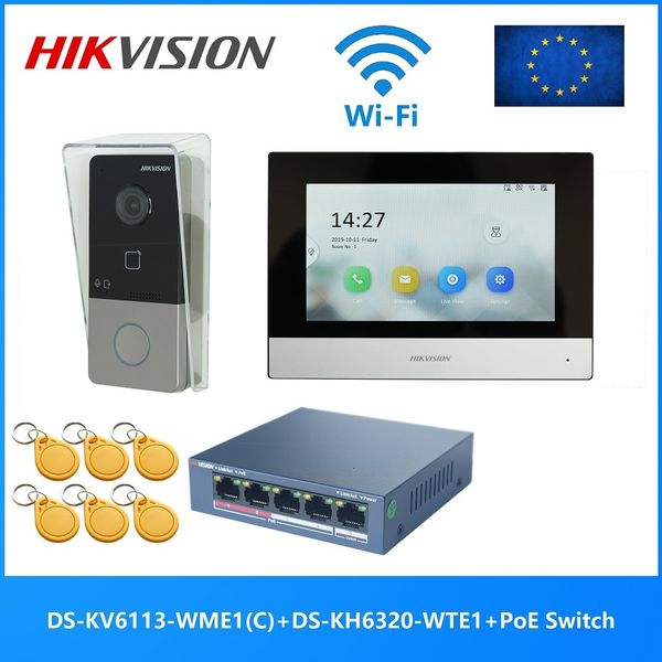 

smart lock ds kis603 p c multi language 802 3af poe video intercom kit include ds kv6113 wpe1 c ds kh6320 wte1 poe switch 230712