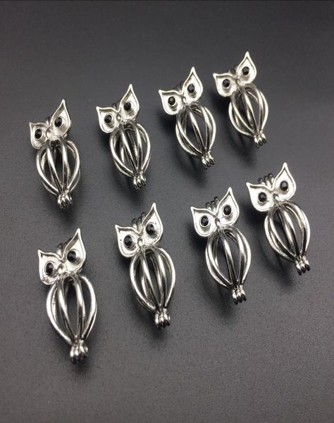 

pearl cage necklace pendant essential oil diffuser owl provides stainless steel color 10pc plus your own pearl makes it more at8050873, Silver