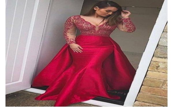 

pink evening dresses with panel 2020 off the shoulder mermaid v neck long sleeves prom gowns vestidos de fiesta largos elegant2704080, Black;red