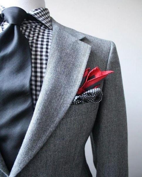

light gray herringbone tweed men suit groom tuxedos wedding suits for party event groom groomsmen prom dinner suit two piece jacke8985443, Black;gray