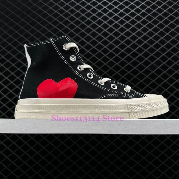 

1970 cdg play designer platform converser canvas shoes sneakers run chuck hike 1970s classic 70 taylor eyes casual women men trainer white b, Black