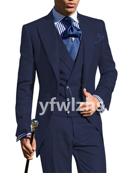 

customize tuxedo one button handsome peak lapel groom tuxedos men suits wedding/prom/dinner man blazer jacket ptwo buttonsants tie vest w126, Black;gray