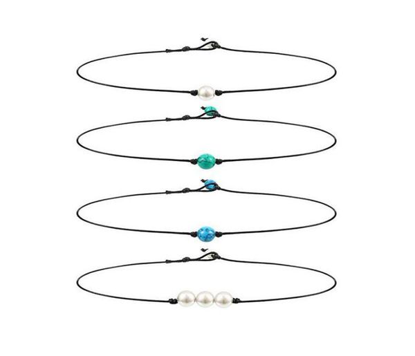 

new arrivals pearl leather choker many styles imitation pearl handmade leather necklace diy leather choker pearl jewelry5647998, Silver