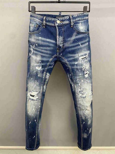 

men's jeans mens luxury designer jeans skinny ripped cool guy causal hole denim fashion brand fit jeans men washed pants 61290 dsquare, Blue