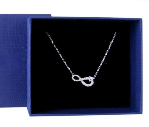 

luxury jewelry chain necklace classic fashion designer necklace for women men bow infinity white rhodium plated penda1555538, Silver