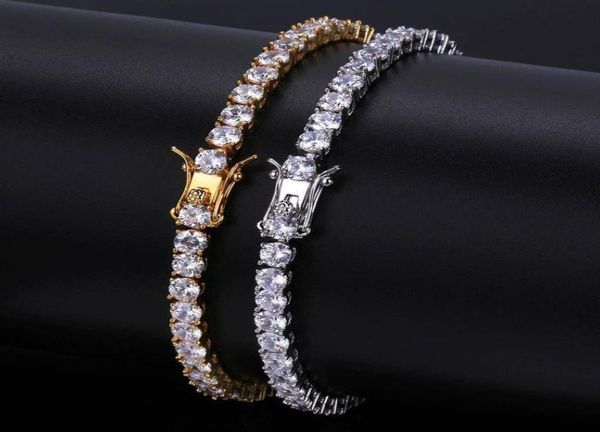 

mens iced out tennis chain gold silver bracelet fashion hip hop bracelets jewelry 3 4 5mm 7 8inch250a1679060, Golden;silver