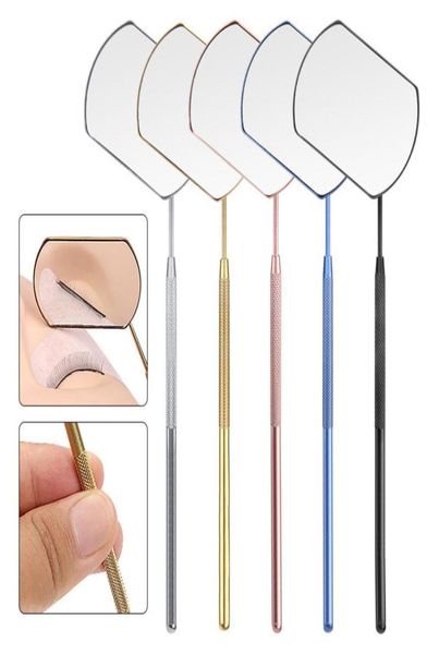 

1pcs multi colors stainless steel multifunction checking oval lash mirror eyelashes extension beauty makeup portable mirror tool2474777