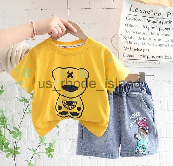 

t-shirts clothing sets tracksuits for kids boys summer letter printed o-neck short sleeve t-shirts and shorts children girl outfits x0714, Blue