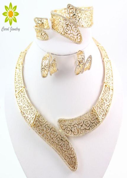 

african beads jewelry sets collar statement necklace earrings bracelet fine rings vintage party accessories for women9274299, Slivery;golden