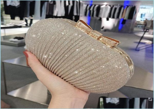 

handbags purses golden evening clutch bag women bags wedding shiny handbags bridal metal bow chain shoder drop delivery party even3930045, Black
