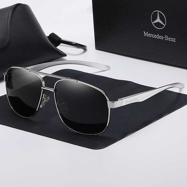 

designer mercedes-benz sunglasses fashion luxury brand for men and women aluminum magnesium mirror leg spring box polarized large frame meta, White;black
