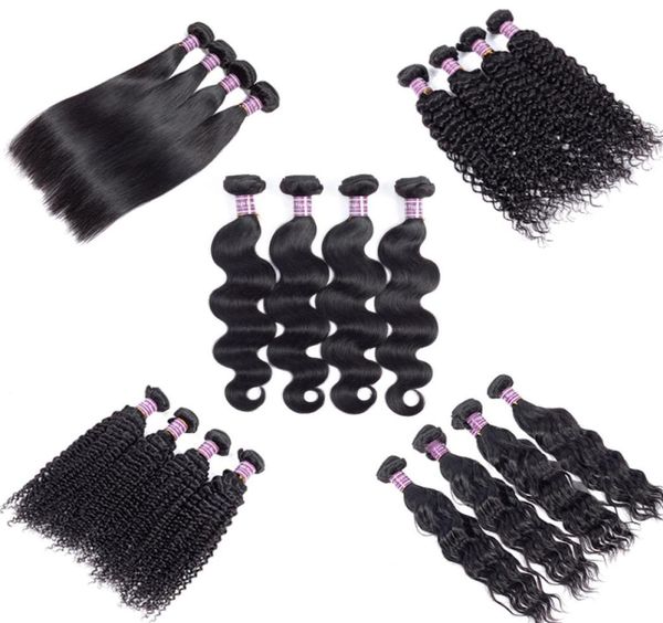

virgin brazilian straight human hair weaves body deep water human hair bundles unprocessed peruvian malaysian kinky curly hair ext7702587, Black