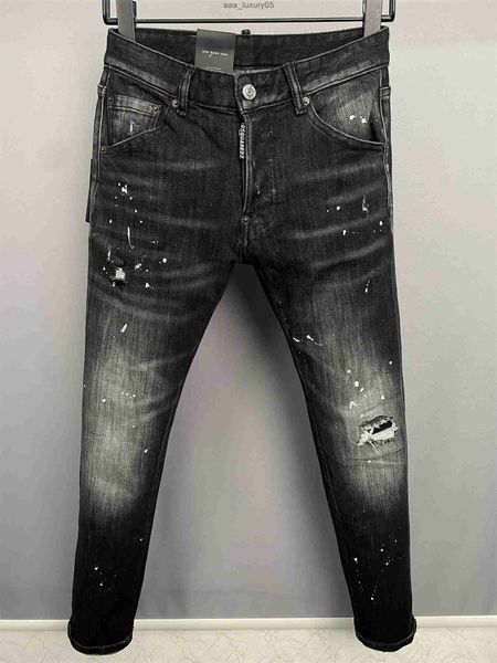

new fashion icon brand european italy men's slim jeans pants mens denim trousers zipper blue hole pencil pants jeans for men 9862 dsqua