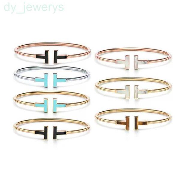 

fashion designer bracelet t diamond bangle luxury jewelry for women rose gold silver white blue shell cuff bracelet luxe cjeweler party wedd, Black