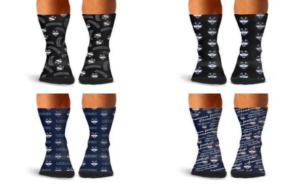 

man uconn huskies basketball logo crew socks cotton retro athletic cable knitting printed black blue66041314727845
