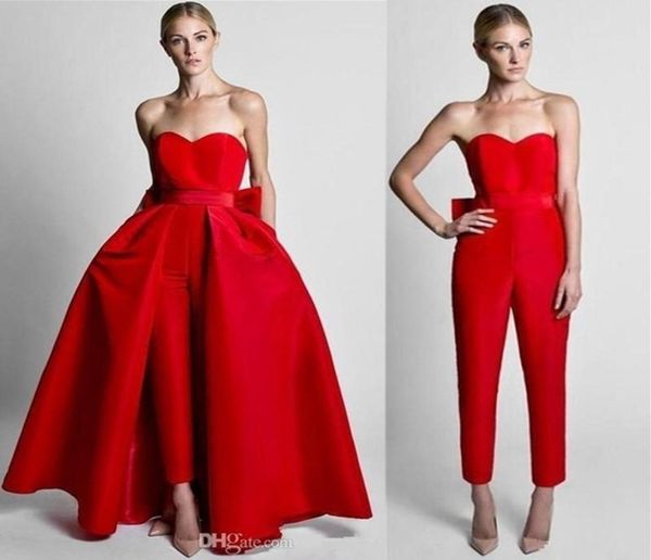 

ed jumpsuits formal evening dresses with detachable skirt krikor jabotian rsweetheart prom dresses party wear pants for women cust3758989, Black;red