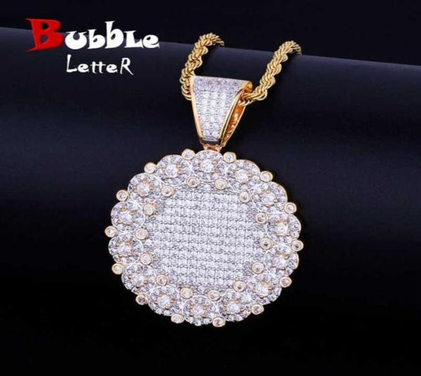 

round cluster medallion gold pendant necklace chain charm silver color bling cubic zircon men women hip hop jewelry for gift j19073529437