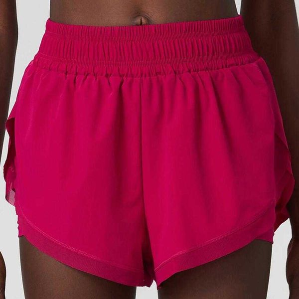 

lu-62 loose fit two-piece sports shorts drawstring y women's underwear fitness yoga shorts leggings, White;red