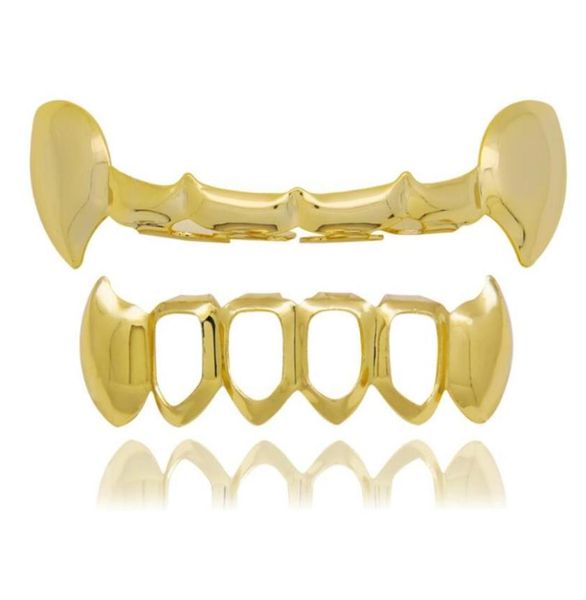 

hip hop smooth halloween dentures grillz real gold plated rappers dental grills cool jewelry golden silver rose gold black7544523, Black