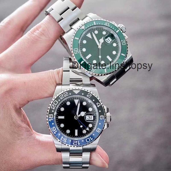 

men watches gmt ii man watch pepsi bezel green dial 904l 40mm automatic mechanical movement orologio diamonds bang jason007 waterproof jubie, Slivery;golden