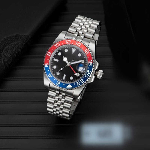 

mens watches 40mm automatic mechanical watch full stainless steel blue black ceramic sapphire wristwatches super luminous montre de luxe wat, Slivery;golden