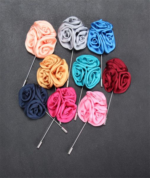 

boyute 10pcs 12 colors rose flower lapel pin handmade men brooch fashion wedding jewelry8341401, Gray