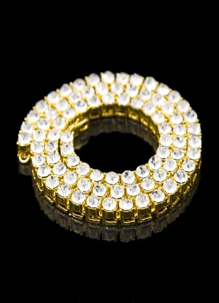 

mens gold silver iced out crystal 1 row tennis chain hiphop bling steampunk necklace for men women1821605, Black