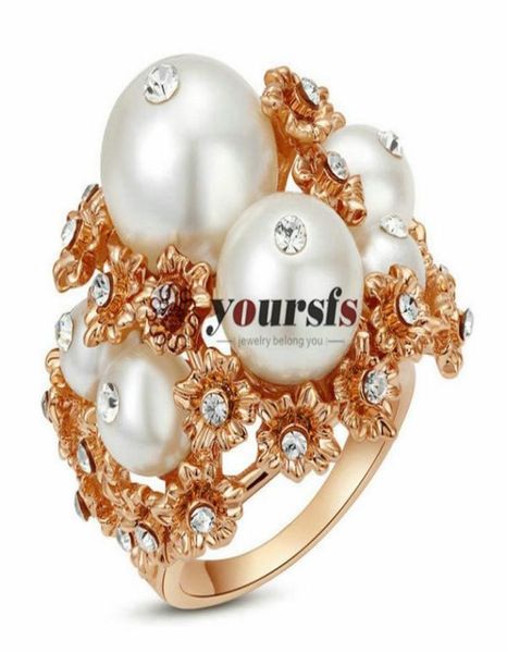 

yoursfs fashion jewelry 18k gold plated pearl zircon ring woman anniversary gift6172316, Silver
