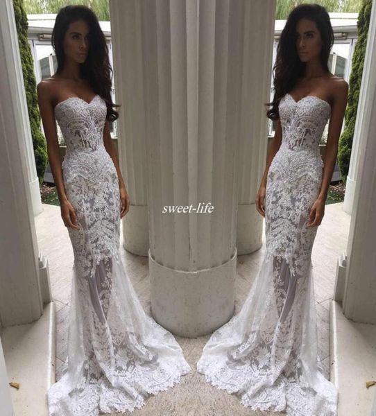 

romantic boho white mermaid wedding dresses bridal dress full lace applique backless illusion bride gowns 20204230194