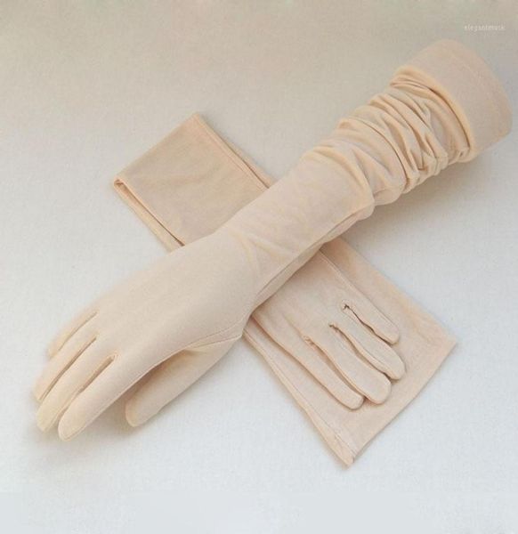 

women summer long cotton modal sunscreen gloves arm cotton half finger gloves cuff sun hand protection antiuv driving17548999, Blue;gray