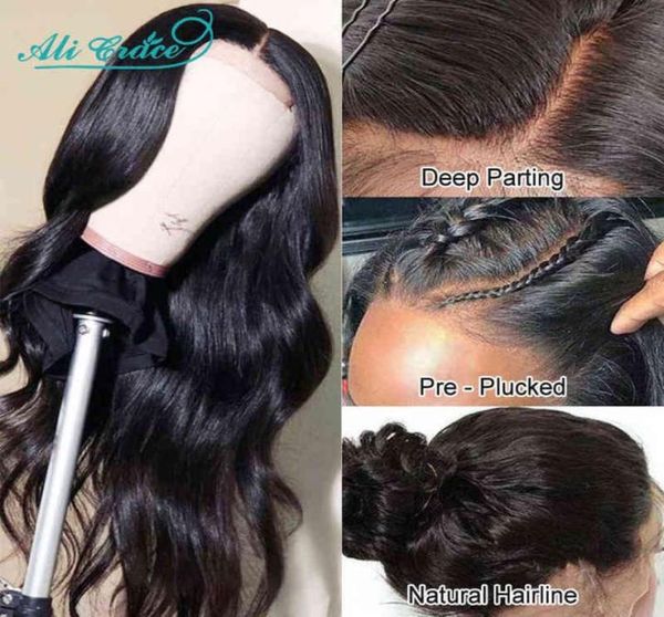 

ali grace body wave lace front wig 30 inch human hair wigs for women brazilian preplucked 2206221112105, Black