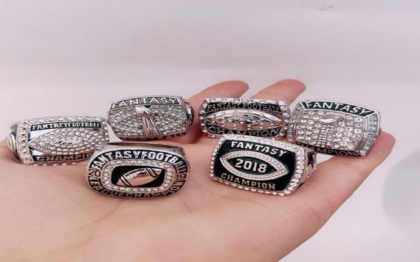 

5pcsset 2014 2015 2016 2017 2018 2019 fantasy league football championship ring men fan souvenir gift whole3679070, Golden;silver