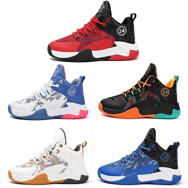 

2023 kid basketball shoes boy girl breathable mesh white blue black orange red gold teenager outdoor sports