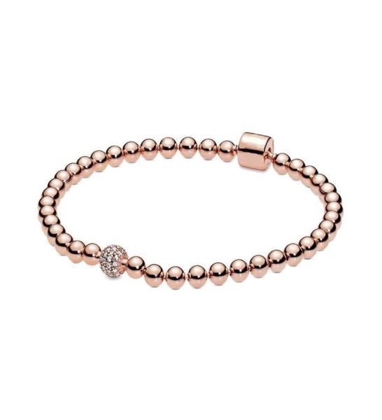 

fine jewelry authentic 925 sterling silver bead fit charm bracelets rose gold beads & pave bracelet safety chain pendant diy beads5792388, Golden;silver