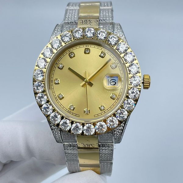 

diamond watch automatic mechanical mens watches for men sapphire wristwatch 44mm stainless steel 904l waterproof wristwatches montre de luxe, Slivery;brown