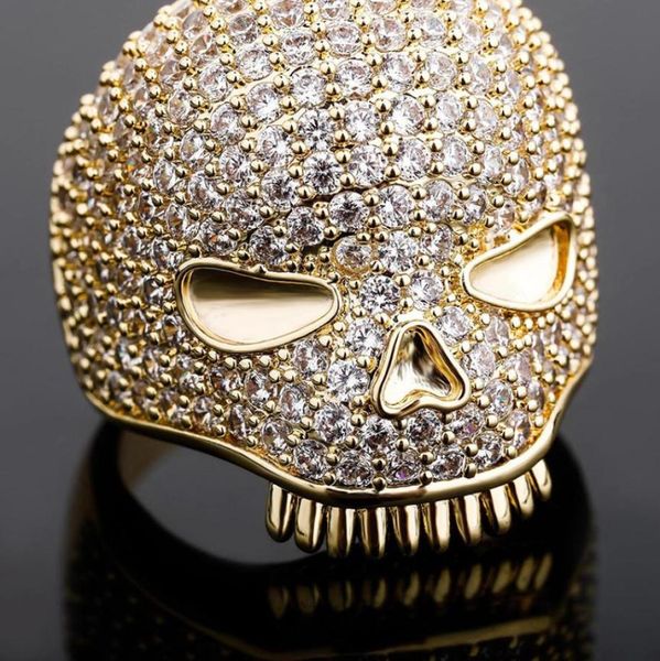 

iced out skull ring mens silver gold ring full diamond hip hop rings jewelry4370348