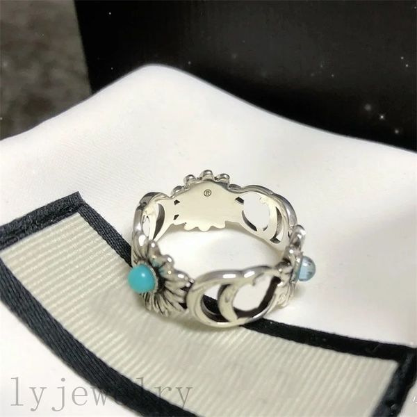 

flower luxury rings for women gemstone designer ring classic style little daisy shape double leltter bague plated silver gold love ring for