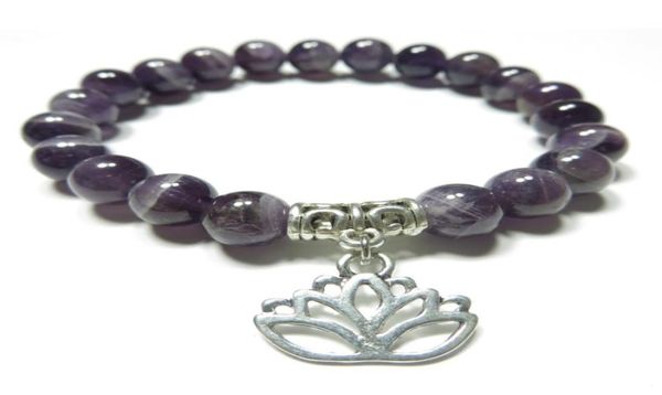 

sn1119 amethyst healing mala bracelet yoga jewelry lotus wrist mala meditation energy strength trendy mother039s day gift4933161, Black