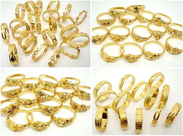 

10pcslot mixed beautiful nonfading 24k real gold plated women jewelery rings 2163376, Golden;silver