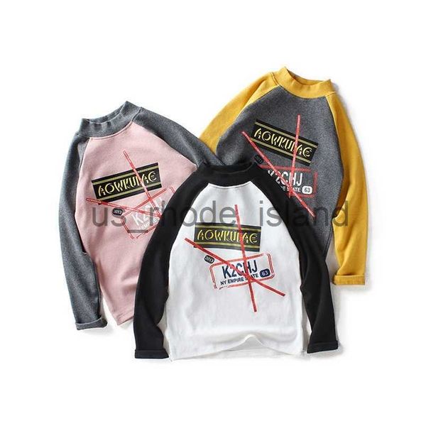 

t-shirts autumn boys clothes fashion children long sleeve t-shirt cotton winter baby turtleneck shirts letter print costumes for kids 210622, Blue