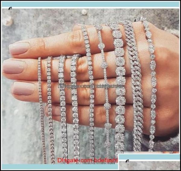 

tennis tennis bracelets jewelry20 style sparkling luxury jewelry 925 sterling sier mti shape white z cz diamond gemstones wome7737884, Golden;silver