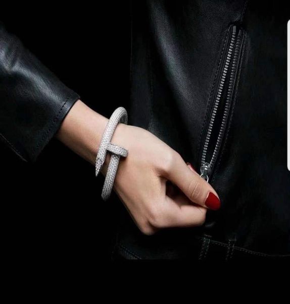 

nails with diamonds big bangle 18 k gold never fade official replica jewelry luxury brand bangles classic style bracel4000788, Black