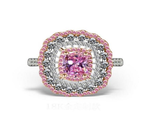 

selling luxury jewelry handmade 18k white gold filled cushion shape pink sapphire cz diamond gemstones women wedding crown ban6422945, Silver