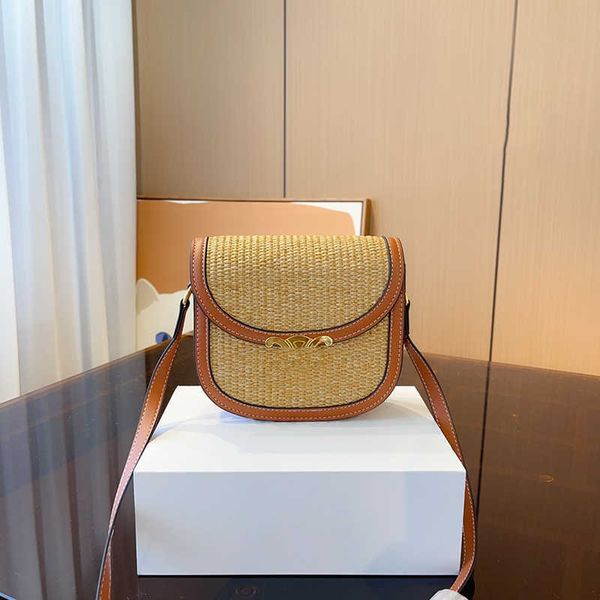 

women summer bag saddle designer handbags beach straw bags cute mini tote bag fashion metal print flap crossbody shoulder bags purse 230713